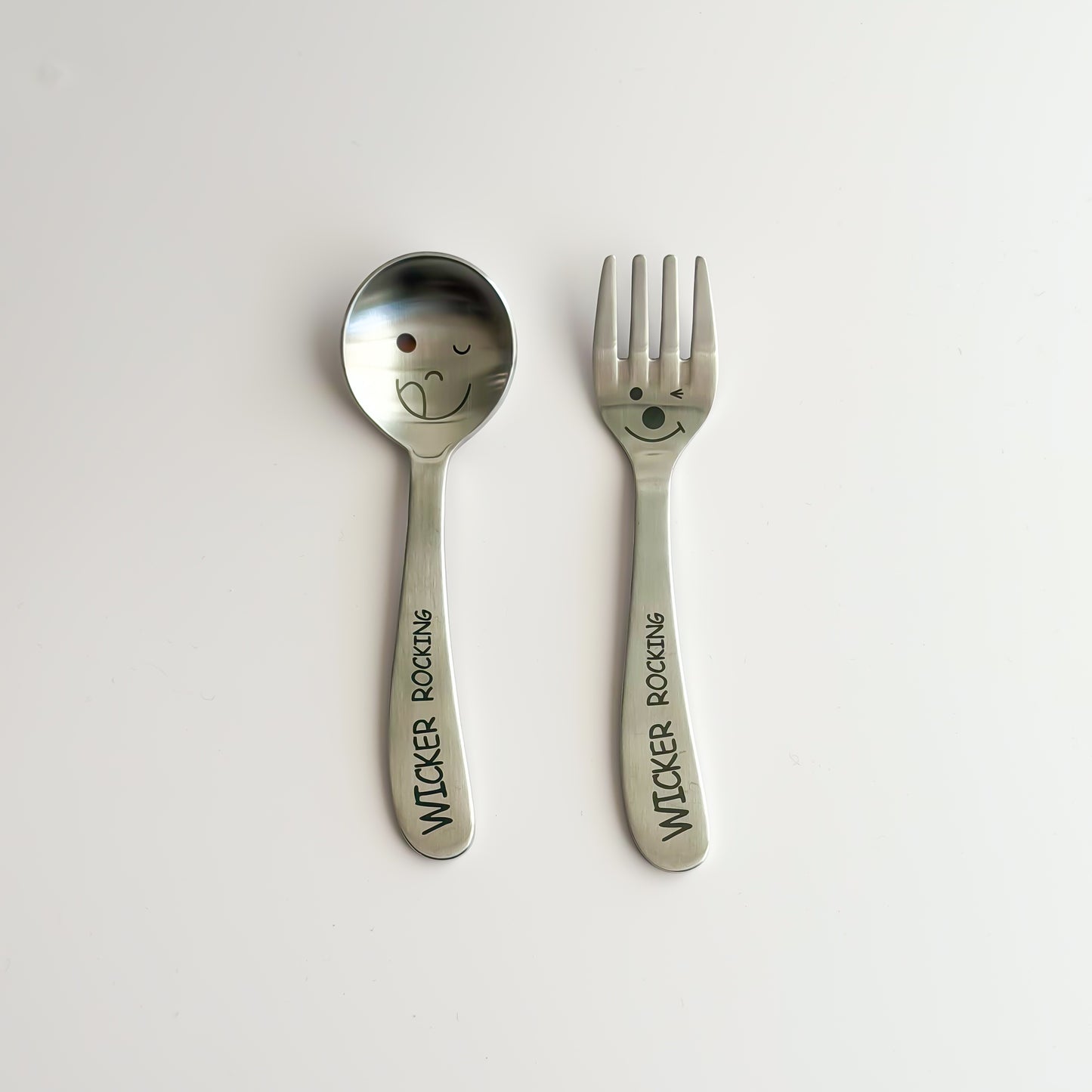 WICKER ROCKING SPOON AND FORK SET