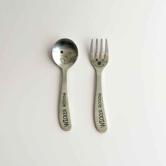 WICKER ROCKING SPOON AND FORK SET